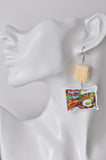 Asian Japanese Instant Noodles Fried Noodles Novelty Fun Dangle Earrings