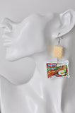 Asian Indonesian Instant Noodles Mi Goreng Fried Noodles Novelty Fun Dangle Earrings