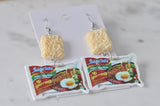 Asian Indonesian Instant Noodles Mi Goreng Fried Noodles Novelty Fun Dangle Earrings