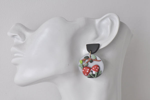 Clay Mushroom Drop Dangle Earrings