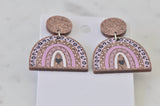 Acrylic Glitter Leopard Print Rainbow Drop Dangle Earrings
