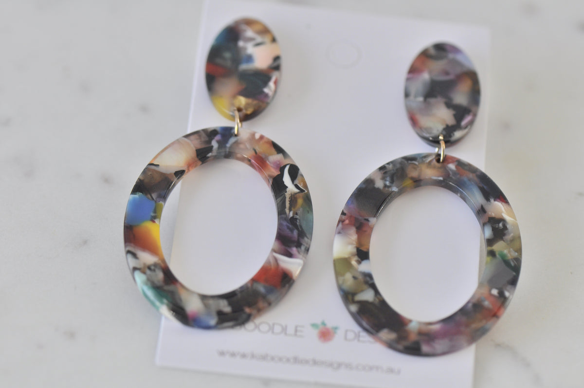 Acrylic Geometric Acetate Marble Look Stud Drop Dangle Earrings