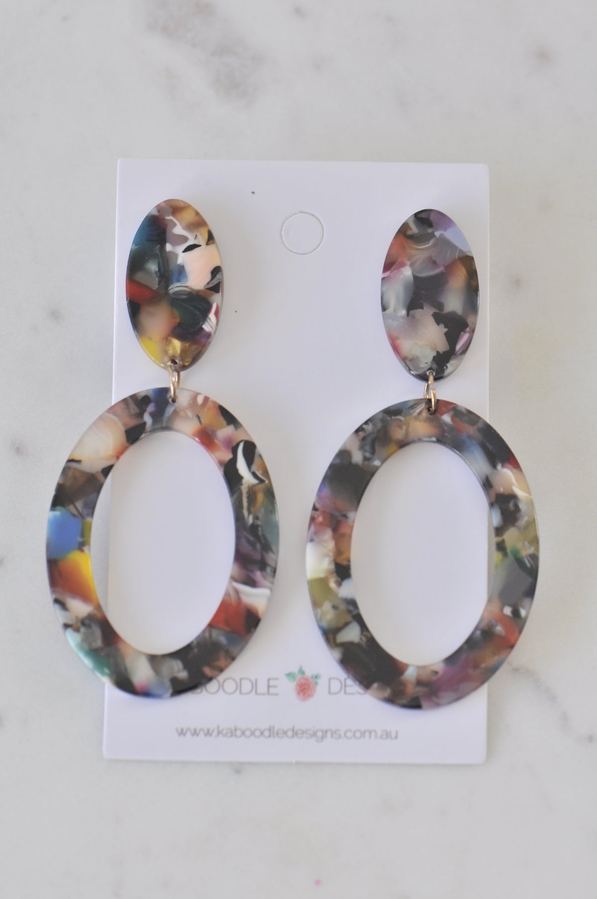 Acrylic Geometric Acetate Marble Look Stud Drop Dangle Earrings