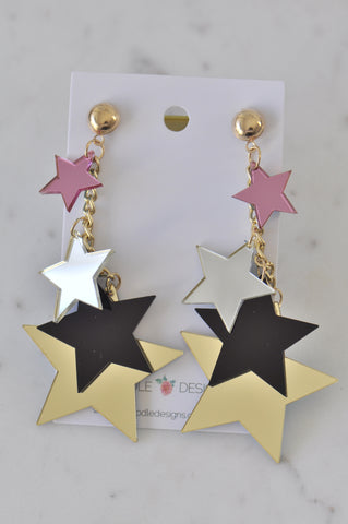 Acrylic Glitter Stars Drop Dangle Earrings