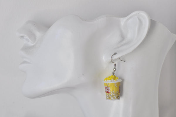 Popcorn Movies Streaming Snack Food Novelty Fun Drop Dangle Earrings
