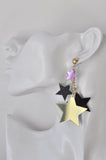 Acrylic Glitter Stars Drop Dangle Earrings