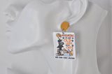 Acrylic Cat Lady Cat Lover Drop Dangle Earrings