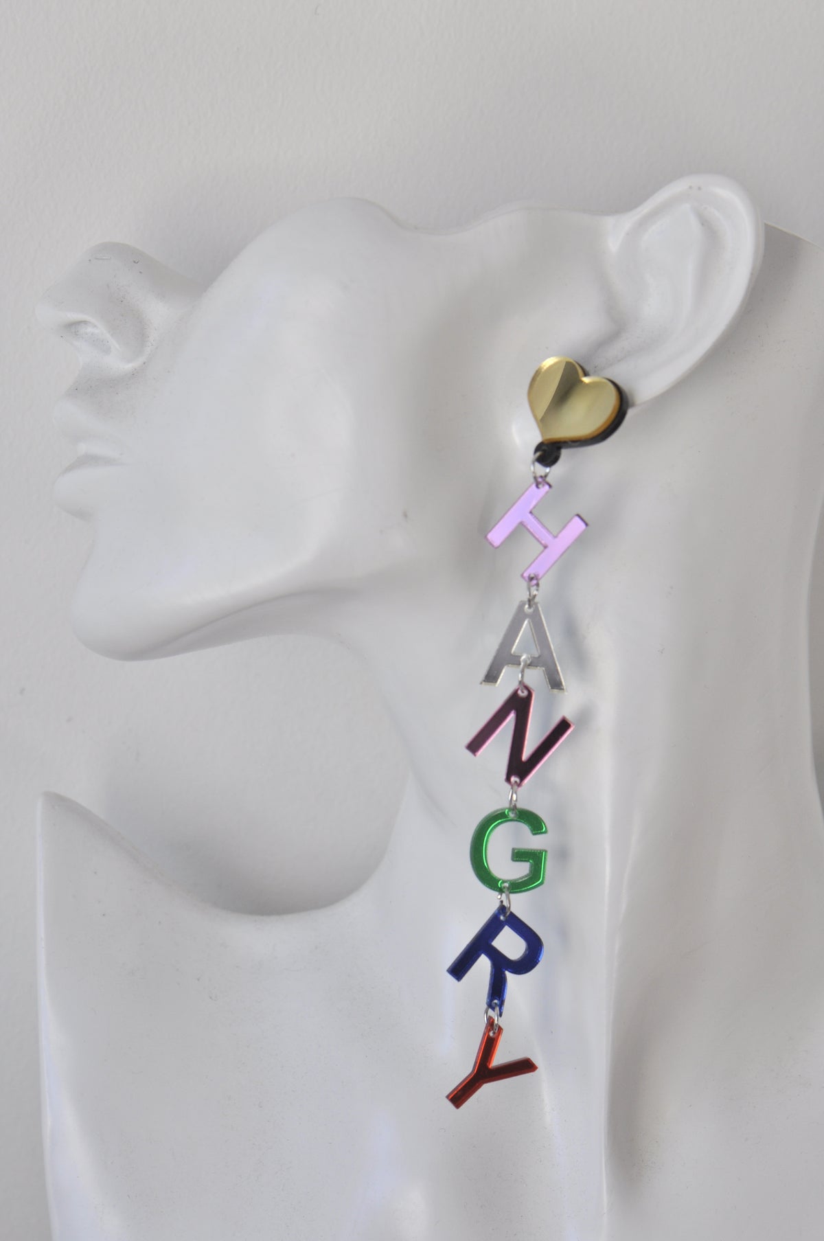 Acrylic Feeling Hangry Quote Rainbow Drop Dangle Earrings