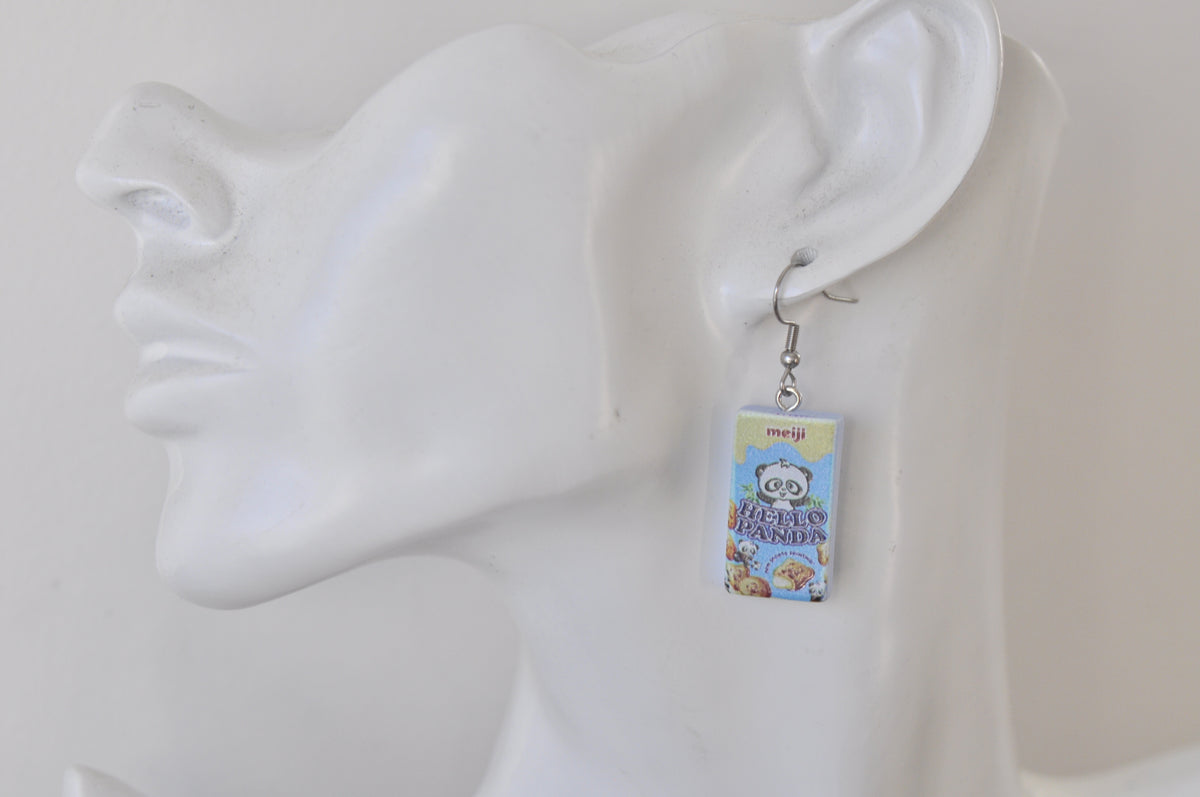 Hello Panda Asian Biscuit Snack Food Drop Earrings
