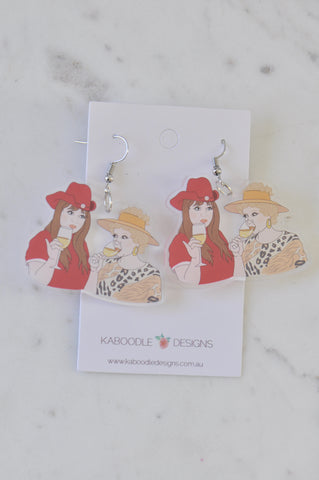 Acrylic Kath and Kim TV Show Drop Dangle Earrings