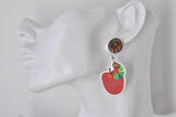 Acrylic Resin Caterpillar Apple and Strawberry Drop Dangle Earrings