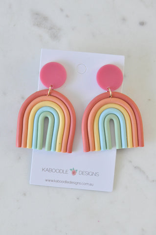 Clay Long Rainbow Drop Dangle Earrings