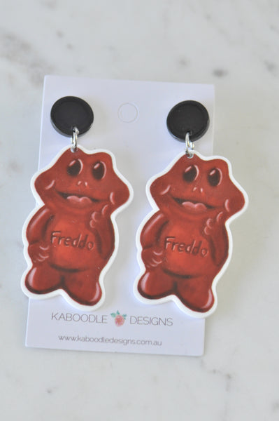 Acrylic Chocolate Frog Snack Dangle Earrings