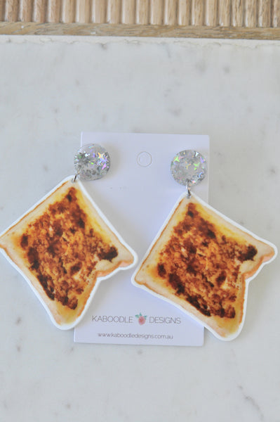 Acrylic Perspex Aussie Toast Breakfast Bread Novelty Fun Drop Dangle Earrings