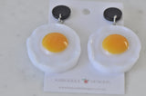 Acrylic Fried Egg Sunny Side Up Breakfast Drop Dangle Earrings