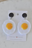 Acrylic Fried Egg Sunny Side Up Breakfast Drop Dangle Earrings