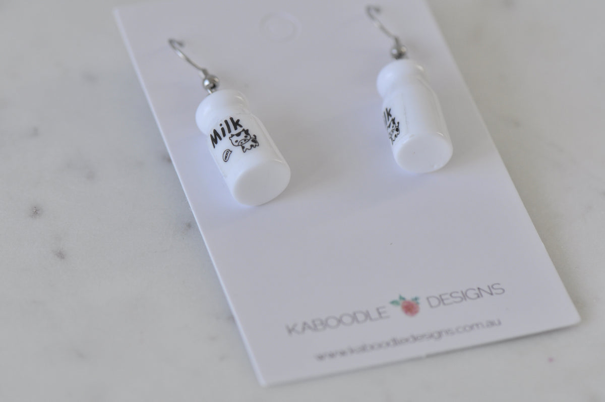 Novelty Retro Milk Bottle Drink Drop Dangle Earrings