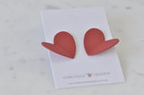 Red Heart Origami Style Drop Dangle Earrings