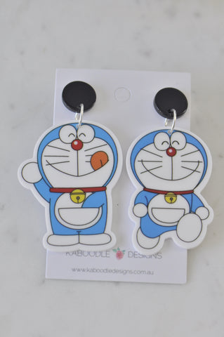 Acrylic Japanese Retro Cartoon Doremon Drop Dangle Earrings