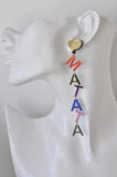 Acrylic Hakuna Matata Quote Rainbow Drop Dangle Earrings