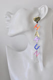 Acrylic Hakuna Matata Quote Rainbow Drop Dangle Earrings