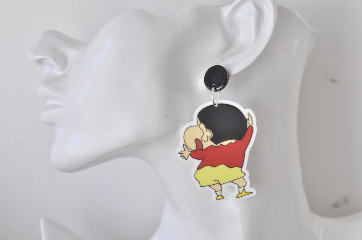 Acrylic Japanese Retro Cartoon Crayon Shin Chan Drop Dangle Earrings