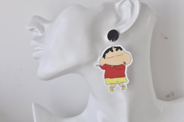 Acrylic Japanese Retro Cartoon Crayon Shin Chan Drop Dangle Earrings