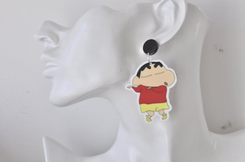 Acrylic Japanese Retro Cartoon Crayon Shin Chan Drop Dangle Earrings