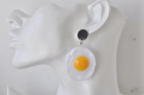 Acrylic Fried Egg Sunny Side Up Breakfast Drop Dangle Earrings
