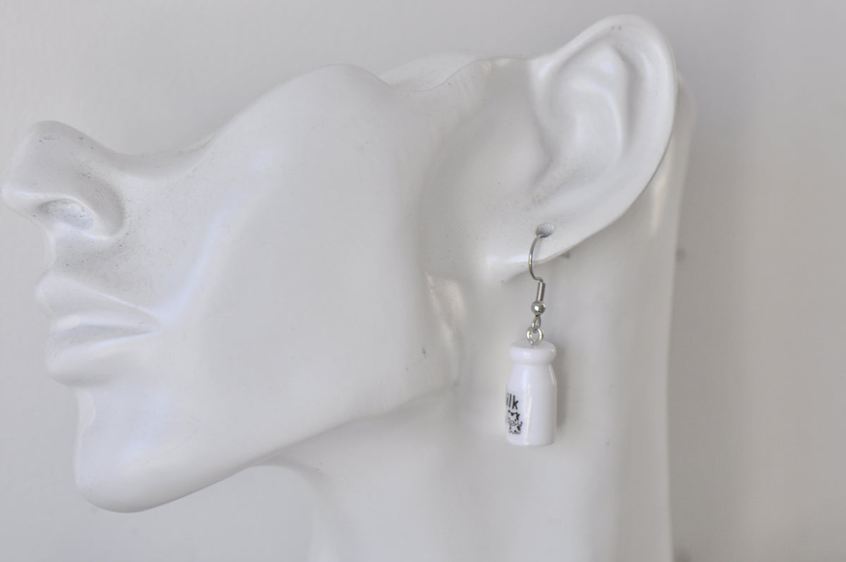 Novelty Retro Milk Bottle Drink Drop Dangle Earrings