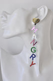 Acrylic Feeling Hangry Quote Rainbow Drop Dangle Earrings
