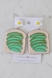 Acrylic Perspex Avocado Mashed Breakfast Toast with Egg Dangle Earrings