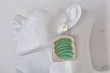 Acrylic Perspex Avocado Mashed Breakfast Toast with Egg Dangle Earrings
