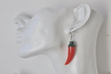 Miniature 3D Chilli Pepper Dangle Drop Earrings