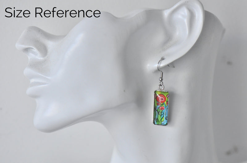 Rectangular Painting Image Picture Dangle Earrings - Boho Dreamcatcher