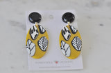 Geometric Mustard Yellow Leaves Patterns Statement Drop Dangle Earrings