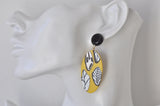 Geometric Mustard Yellow Leaves Patterns Statement Drop Dangle Earrings