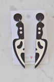 Acrylic Halloween Scream Face Knife Drop Dangle Earrings