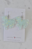 Resin Rainbow Glitter Unicorn Dangle Drop Earrings - Pastel Blue