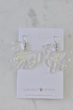 Resin Rainbow Glitter Unicorn Dangle Drop Earrings - Clear