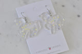 Resin Rainbow Glitter Unicorn Dangle Drop Earrings - Clear