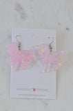 Resin Rainbow Glitter Unicorn Dangle Drop Earrings - Pastel Pink