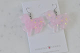 Resin Rainbow Glitter Unicorn Dangle Drop Earrings - Pastel Pink
