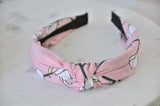 Fabric Knotted Headband - Pastel Pink Flowers