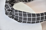 Fabric Knotted Headband - Black and White Checkered Squares