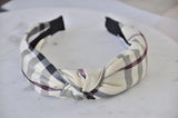 Fabric Knotted Headband - Checkered Lines