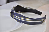 Fabric Knotted Headband - Navy Blue Stripes