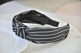 Fabric Knotted Headband - Black and White Stripes