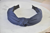 Fabric Knotted Headband - Navy Blue
