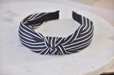 Fabric Knotted Headband - Black and White Stripes